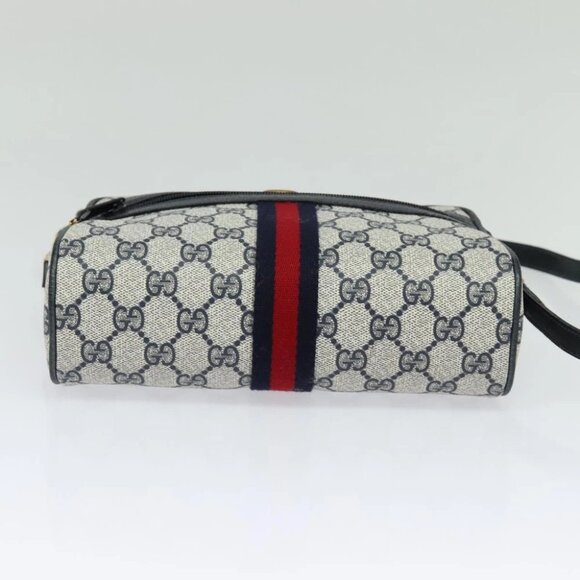 GUCCI GG Supreme Sherry Line Shoulder Bag PVC Navy Gold 98 02 004 Auth 123959 - Picture 6 of 16